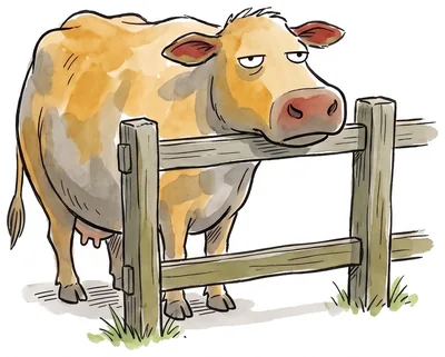 A cow standing at a fence